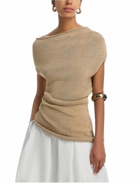 NWT A.L.C. Women's Beige Off-the-Shoulder Knit Top